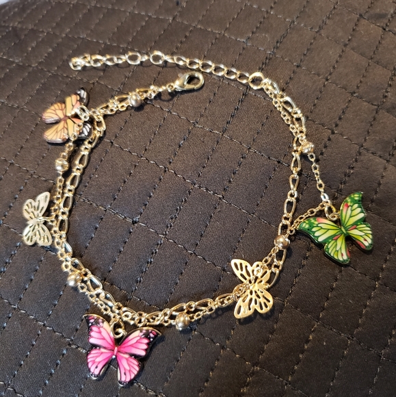Boho Butterfly Layered Ankle Bracelet - Picture 7 of 8